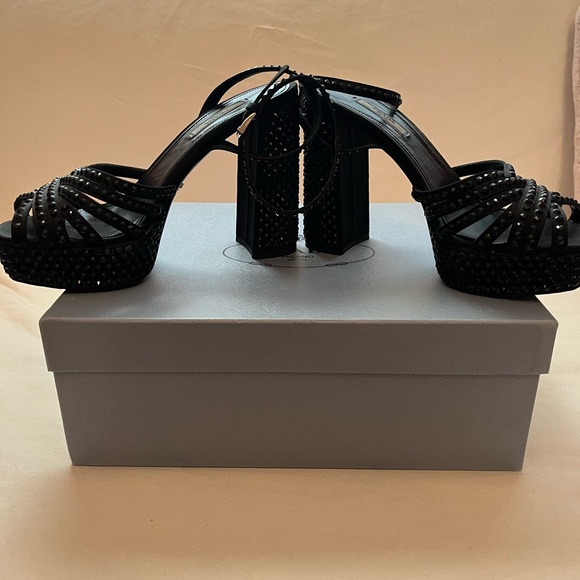 Prada Calzature Donna heels in black crystal. - Picture 5 of 8